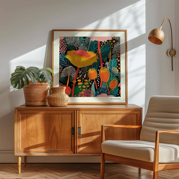 Bright blossoms featured in abstract floral prints for framing artwork