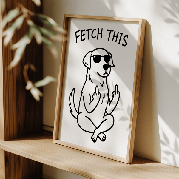 Modern Funny Dog Poster for bedroom decor in White and Black