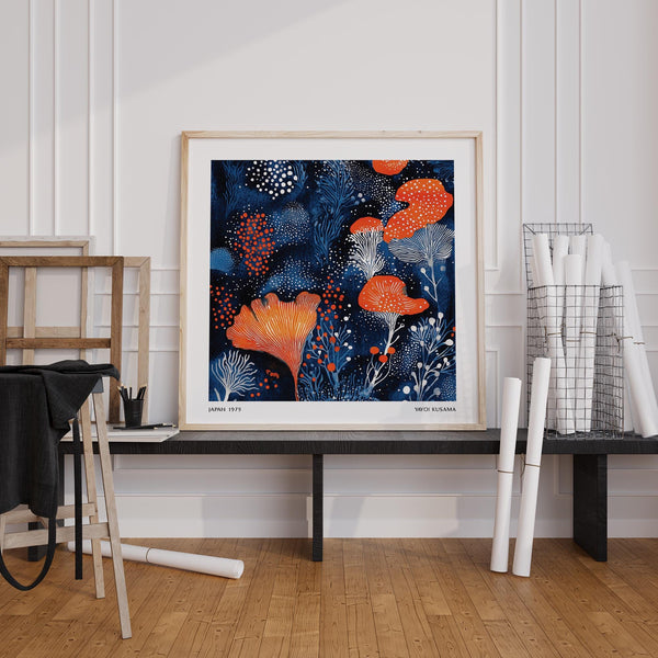 Unique Living Room Wall Art showing orange blossoms and layered textures.