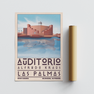 Modern travel illustration featuring Gran Canaria landmark and coordinate text