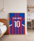 Top section wall art featuring football jersey shoulders with YOUR NAME text in a bold block font