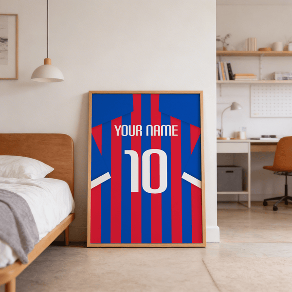 Top section wall art featuring football jersey shoulders with YOUR NAME text in a bold block font
