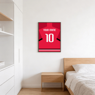 Close view of South Korea Football Shirt Poster showing crisp white lettering