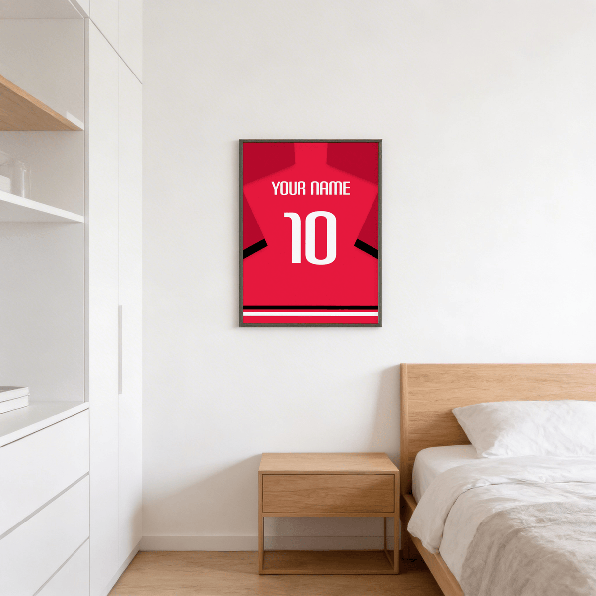 Close view of South Korea Football Shirt Poster showing crisp white lettering