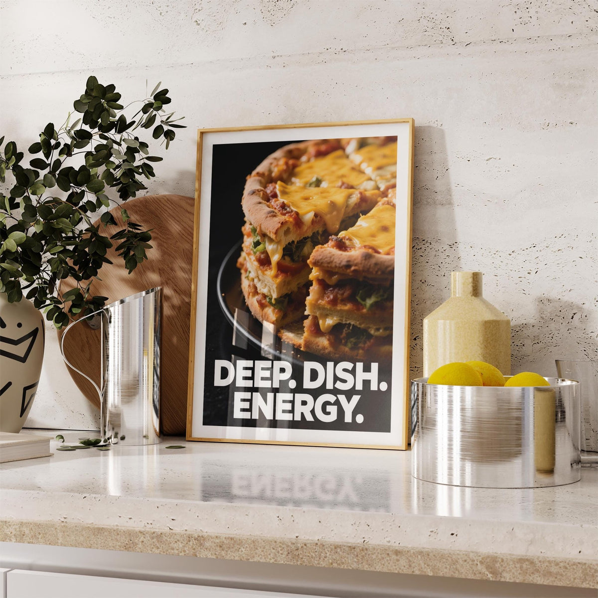 Foodie gift idea shown in a close-up of stacked pizza slices with melted cheese.