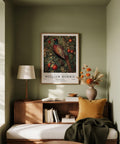 Regal pheasant perched among figs and leaves – Pheasant Wall Art for kitchen.