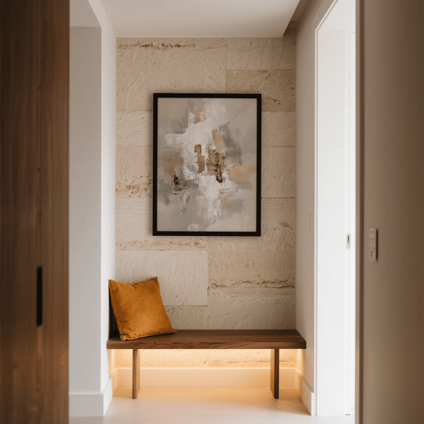 Neutral Tones Art with Gold highlights for contemporary living room wall art