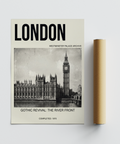 Historic London Poster showing Westminster Palace, Big Ben, and Thames