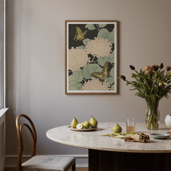 Butterfly Art Print for relaxation space, yellow butterfly motif