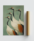 Birds Wall Art illustration featuring tall neck cranes in minimal style