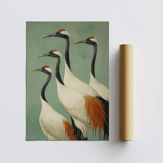 Birds Wall Art illustration featuring tall neck cranes in minimal style