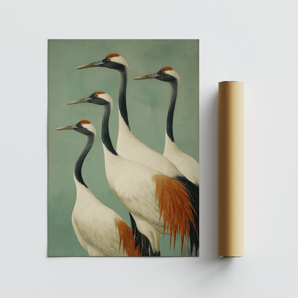 Birds Wall Art illustration featuring tall neck cranes in minimal style