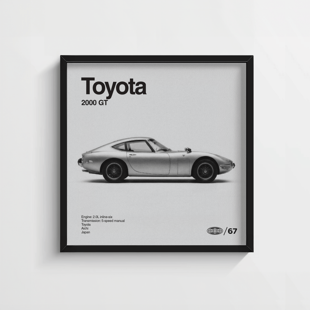 Vintage Car Art Print for man cave, monochrome Black design