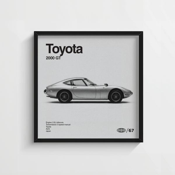 Vintage Car Art Print for man cave, monochrome Black design