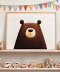 Cute Bear Art Print showcasing brown and white, lovely accent for family room wall art