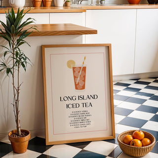 Long Island Iced Tea print in bar sign decor style for home bars

