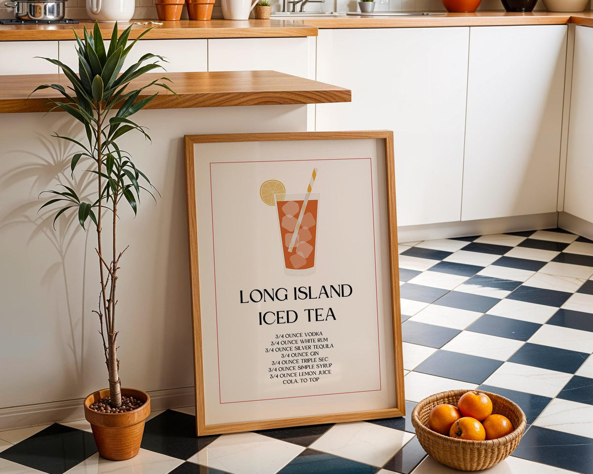 Long Island Iced Tea print in bar sign decor style for home bars

