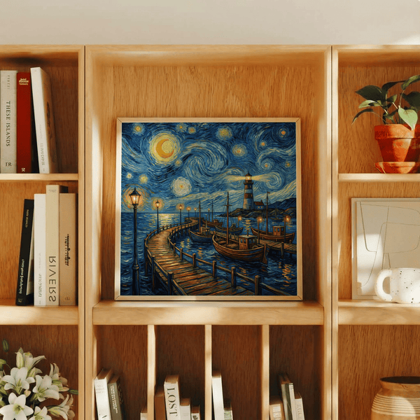 Van Gogh Poster print in Blue and Yellow for lounge area art