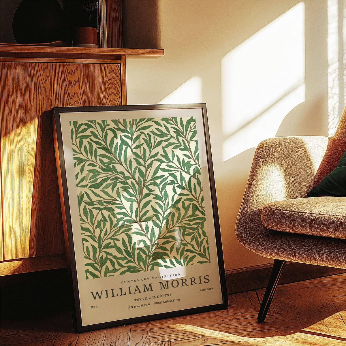 Botanical style classic art posters with willow leaves for bedroom