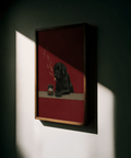 Bold Smoking Dog Wall Art for game room in red and black