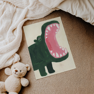 Bold Crocodile Wall Art poster focusing on the crocodile head and gaping mouth