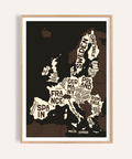 Europe Poster in Brown Beige White for office wall art print