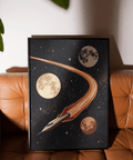 Space Themed Wall Art with retro rocket in kids' room wall art