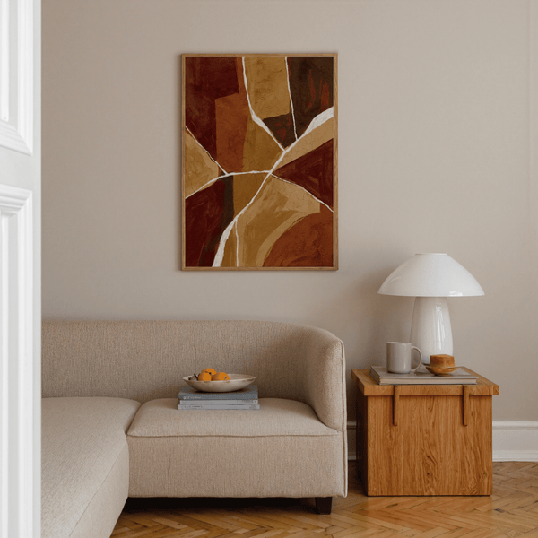 Burnt Orange Abstract Art art print for entryway in abstract wall art style