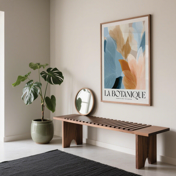 Minimalist blue pink wall art for living room decor