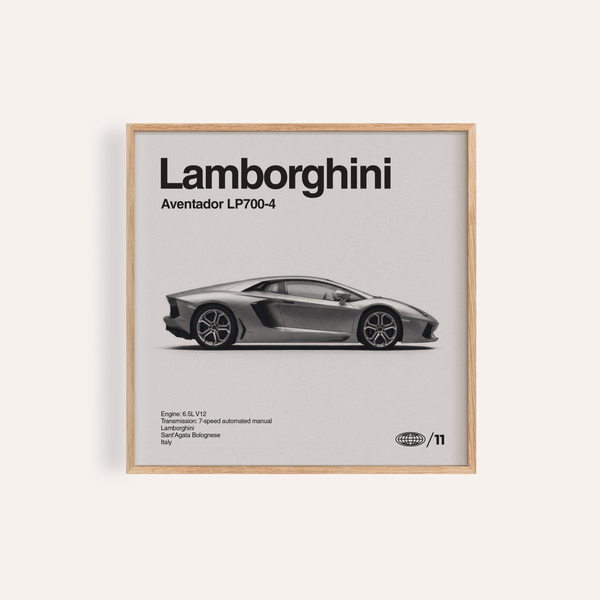 Lamborghini Aventador Wall Art in Black and White for office poster