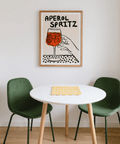 Contemporary Aperol Spritz Print featuring orange, black, white for entryway