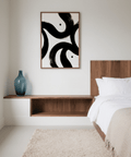 Minimalist black and white posters with bold brush design for bedroom, Black, art print