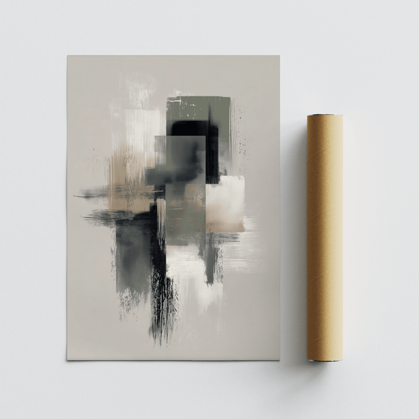 Neutral Wabi Sabi Wall Art in Gray and Gold for a minimal office wall art print