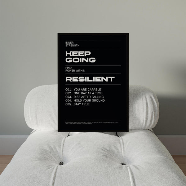 Clean design Work Hard Wall Art print with motivational affirmations.