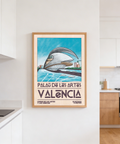 Detailed Valencia Architecture Print wall art showing Palau de Les Arts with bold title text