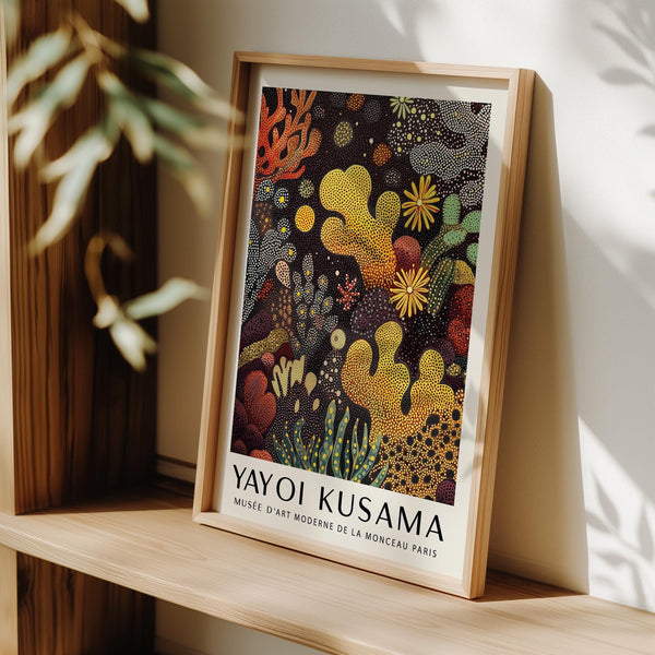 Sea life art showing stylized underwater flora in a pointillist style.