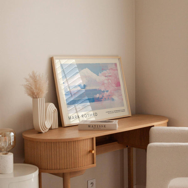 Mount Fuji silhouette included in modern mountain landscape wall art design