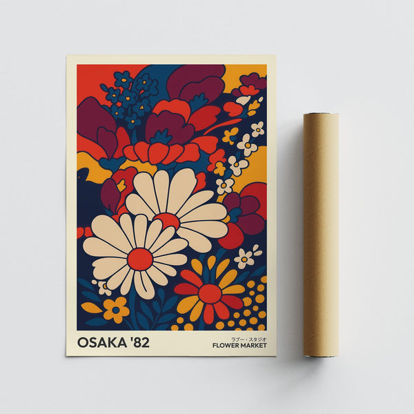 Retro wall art prints poster with vibrant color palette