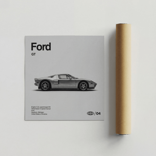 Art print of Ford Gt in Black and White for contemporary walls