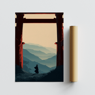 Detail crop of Samurai Mountain Poster highlighting sword silhouette