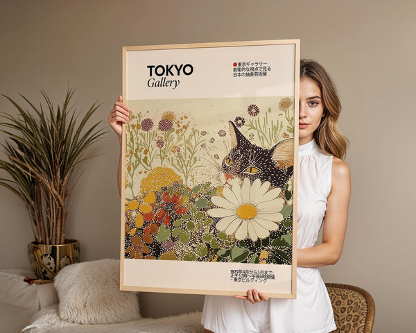 Unique vintage cat wall art featuring a meditative feline scene