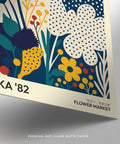 Mid-century style poster flowers with colorful blooms and clean lines