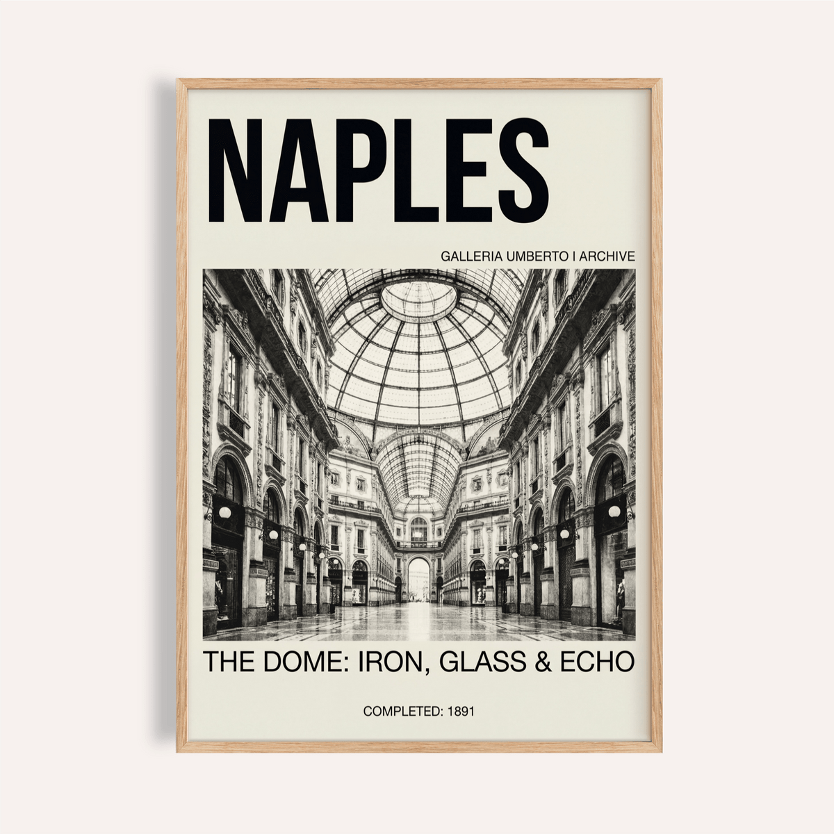 Naples gallery dome wall art poster with arched interior and bold NAPLES typography