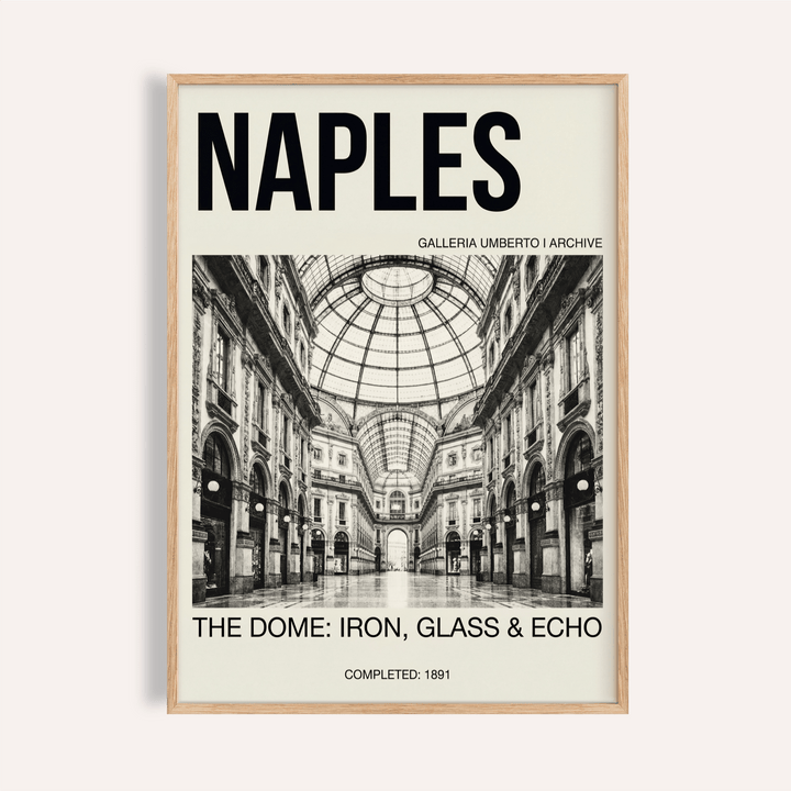 Naples gallery dome wall art poster with arched interior and bold NAPLES typography