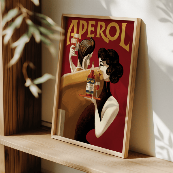 Vintage Drink Wall Art, retro Red Yellow, kitchen wall art