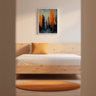 Contemporary Urban Art home wall art in orange and gray for trendy settings