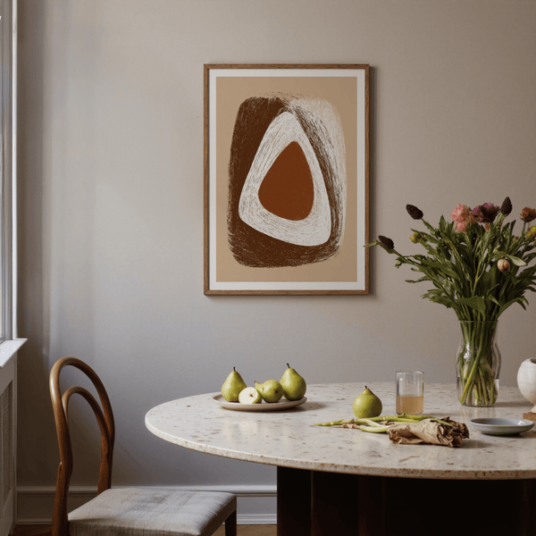 Earthy Harmony modern poster highlighting a soft-edged central shape