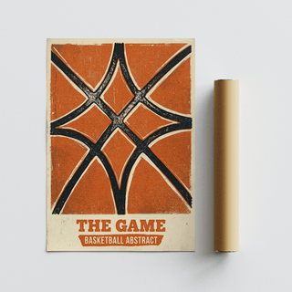 Front view Basketball Abstract Print wall art with curved linework and block lettering