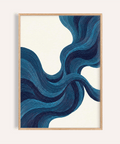 Blue Line Wall Art in blue and beige for living room wall art