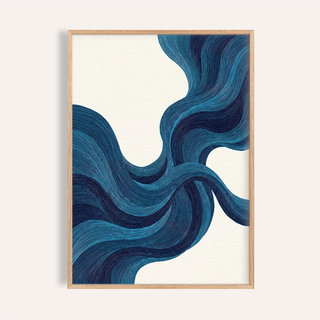Blue Line Wall Art in blue and beige for living room wall art